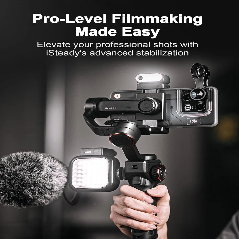 Office Gimbal Isteady M6 3-axis stabilizer holding Xiaomi phone