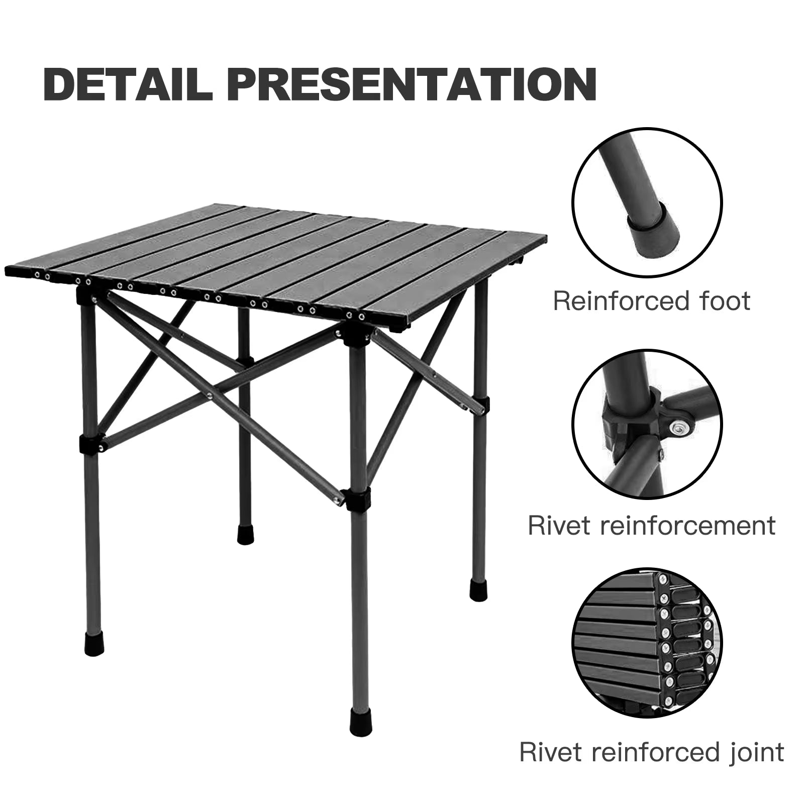 Compact Camping Table Folding Camp Side Table Portable Roll up Aluminum Table with Carry Bag Lightweight Foldable Small Camp Tab
