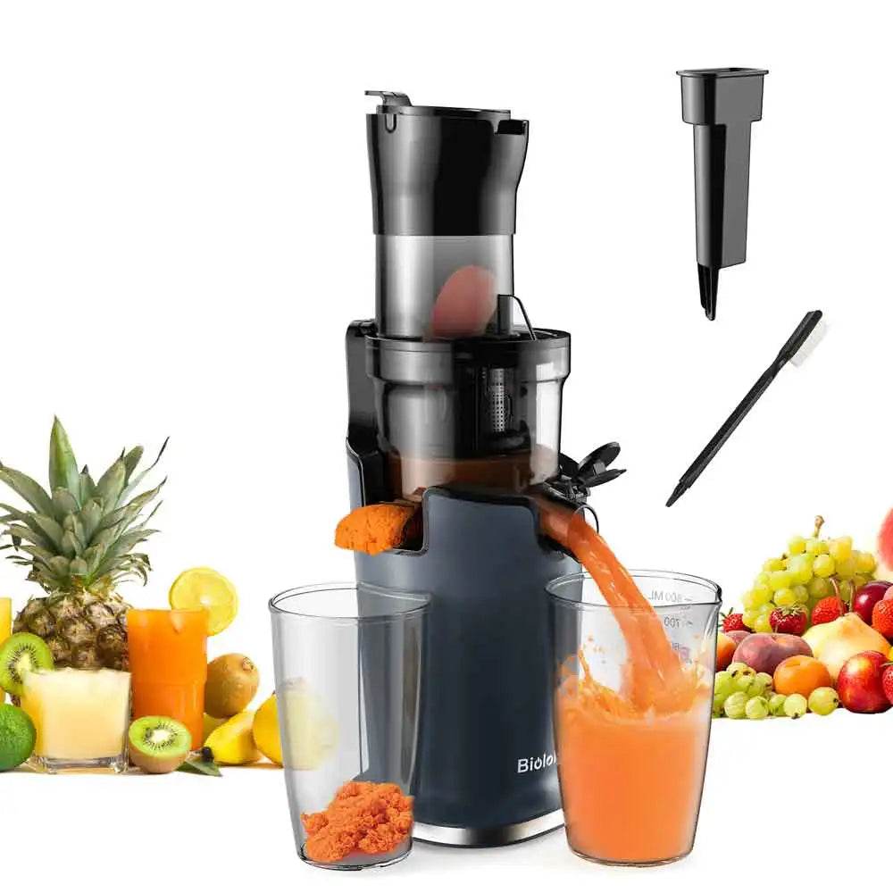 Cold Press Juicer with 78Mm Feed Chute, 200W 40-65RPM Powerful Motor Slow Masticating Juice Extractor Fits Whole Fruits