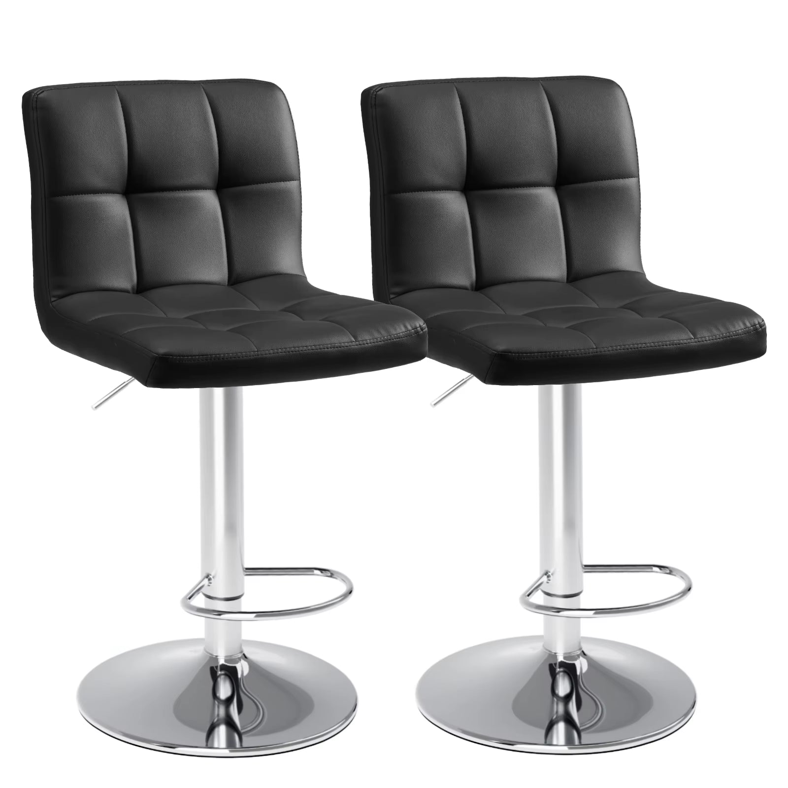 PU Leather Bar Stools Set of 2,Upholstered Counter Height Bar Stools,Sgs Certified Gas Gylinder Comfortbale Backrest